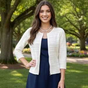 Ann Taylor Ivory Textured Blazer